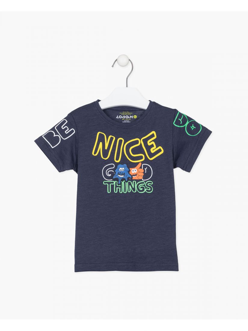 Μπλούζα κοντομάνικη με print Nice things μπλε
