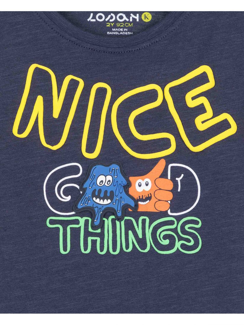 Μπλούζα κοντομάνικη με print Nice things μπλε