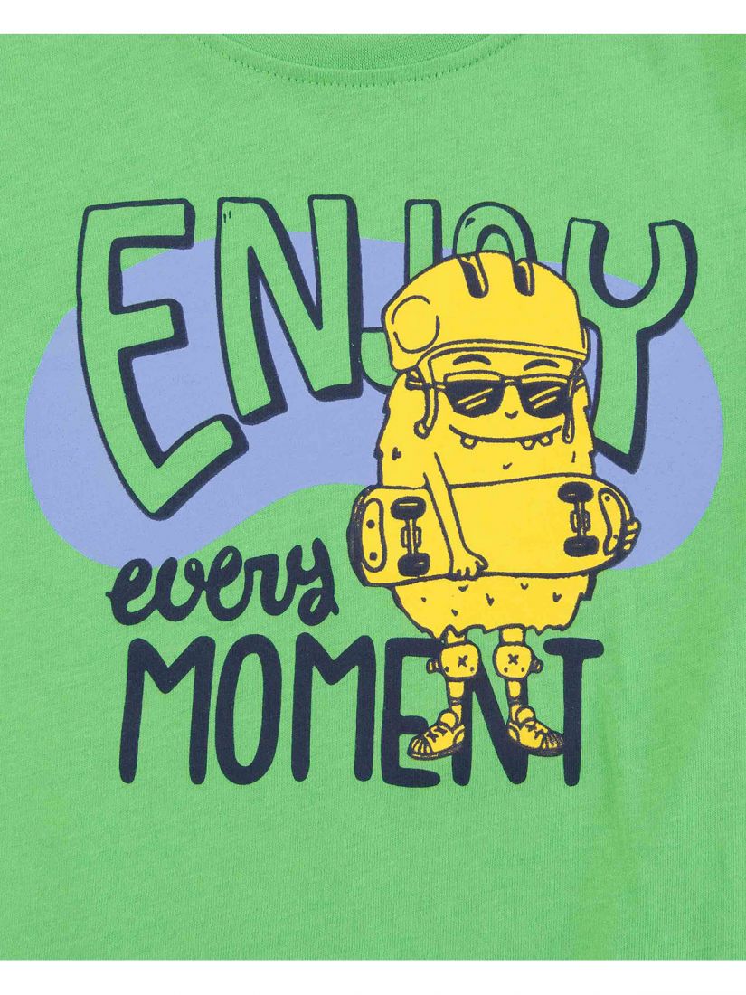 Μπλούζα κοντομάνικη με print 'Enjoy every moment' λαχανί