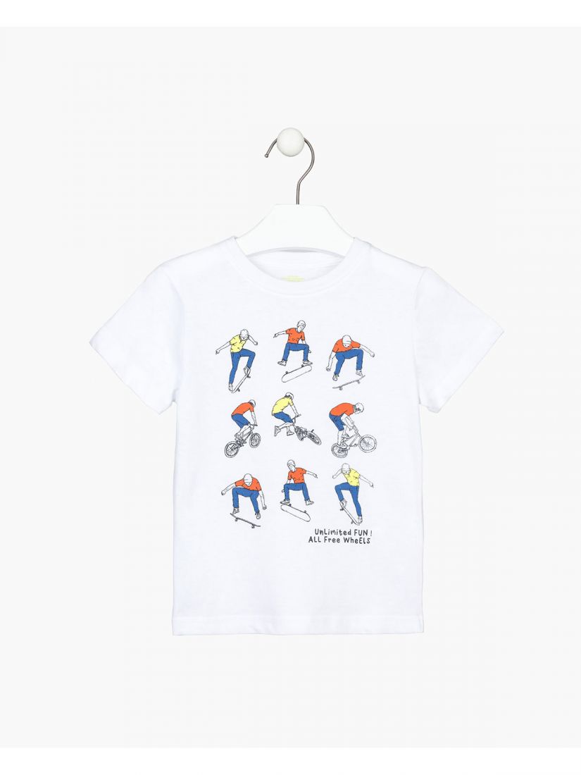 Μπλούζα κοντομάνικη με print skate moments λευκό