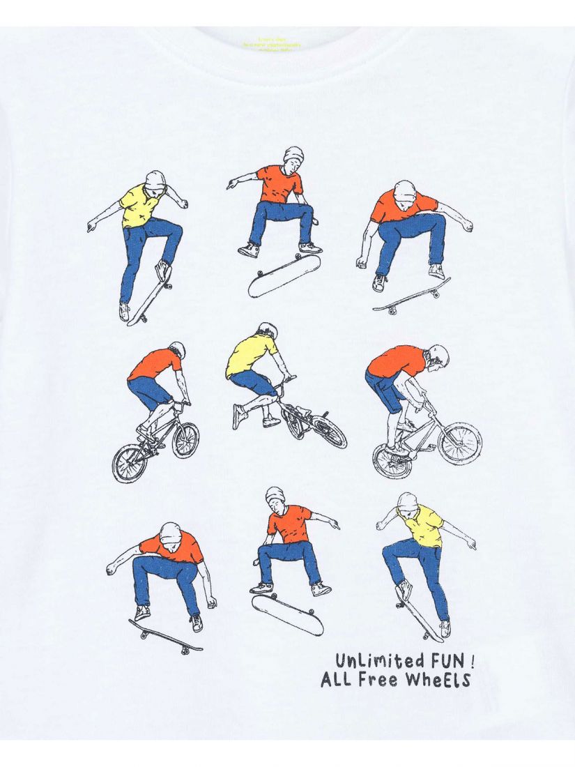 Μπλούζα κοντομάνικη με print skate moments λευκό