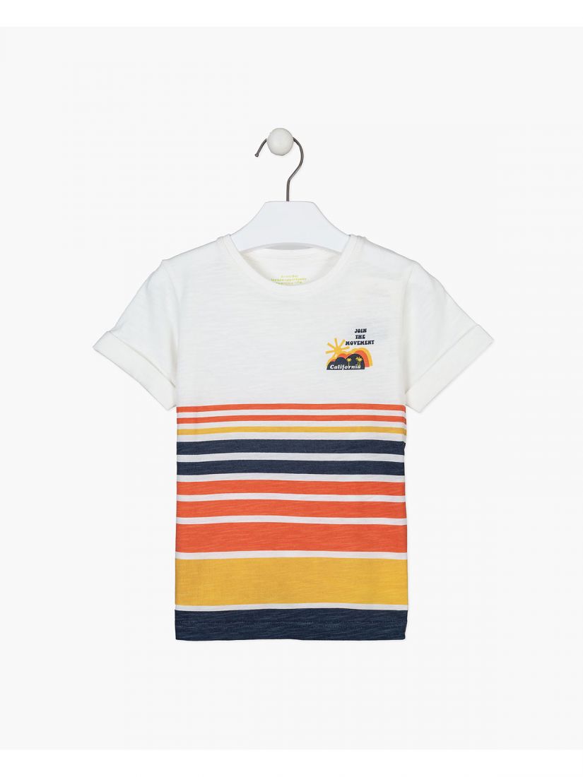 Σετ μπλούζα ριγέ και τζιν βερμούδα με print Palm Tree California μπλε