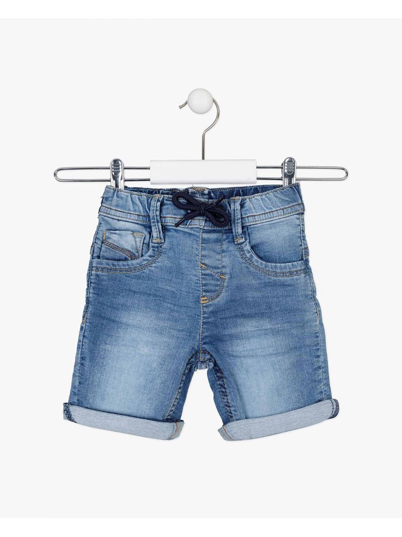 Τζιν βερμούδα με ξέβαμα, τσέπες και ρεβέρ μπλε