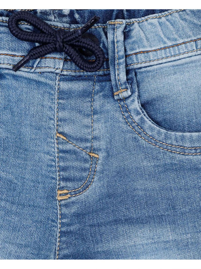 Τζιν βερμούδα με ξέβαμα, τσέπες και ρεβέρ μπλε