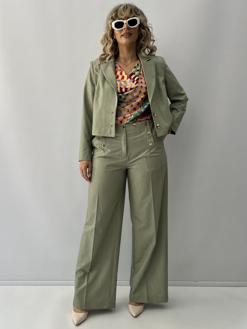 Παντελόνα με λάστιχο πίσω και πατηλέτα με κουμπιά φυστικί