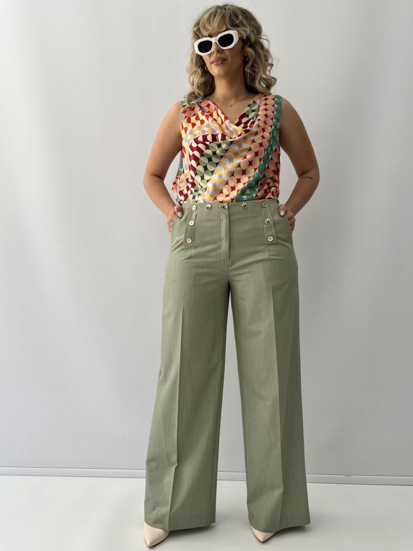 Παντελόνα με λάστιχο πίσω και πατηλέτα με κουμπιά φυστικί