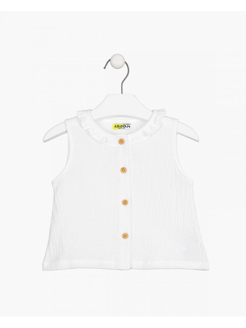 Πουκάμισο αμάνικο μονόχρωμο με βολάν λευκό