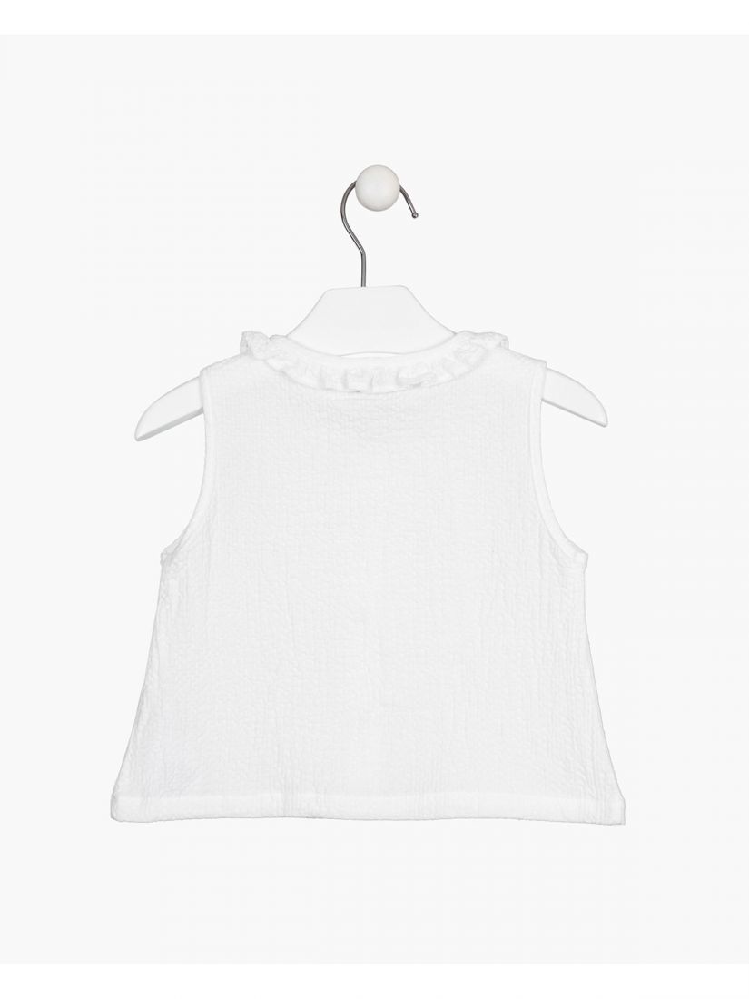 Πουκάμισο αμάνικο μονόχρωμο με βολάν λευκό