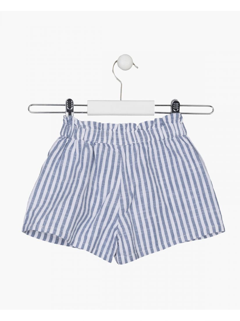 Σορτς λινό ριγέ με λάστιχο στη μέση και τσέπες λευκό