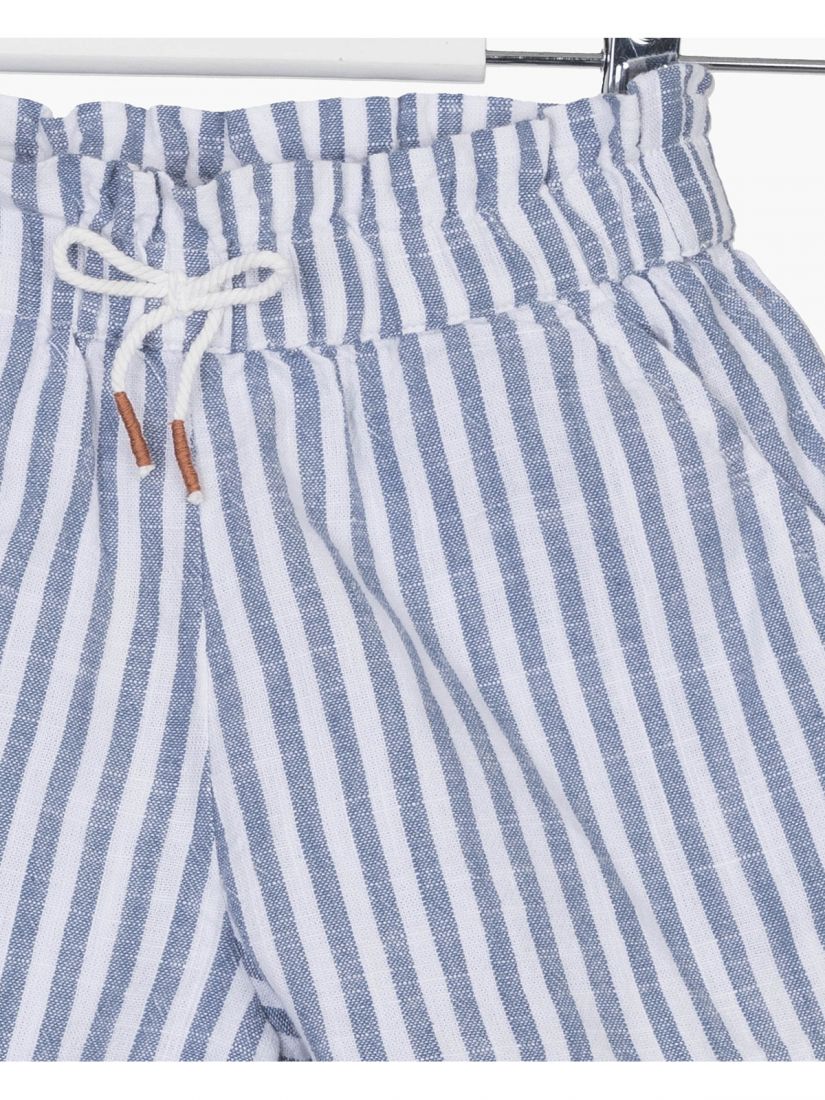 Σορτς λινό ριγέ με λάστιχο στη μέση και τσέπες λευκό