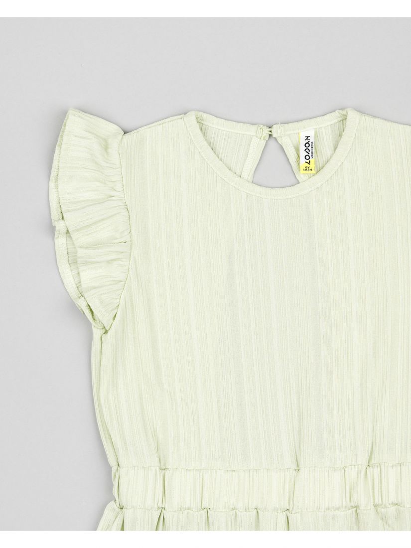 Φόρμα ολόσωμη με ασημοκλωστή και βολάν εξώπλατη μέντα