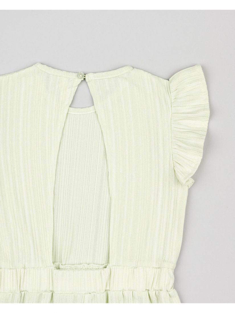 Φόρμα ολόσωμη με ασημοκλωστή και βολάν εξώπλατη μέντα