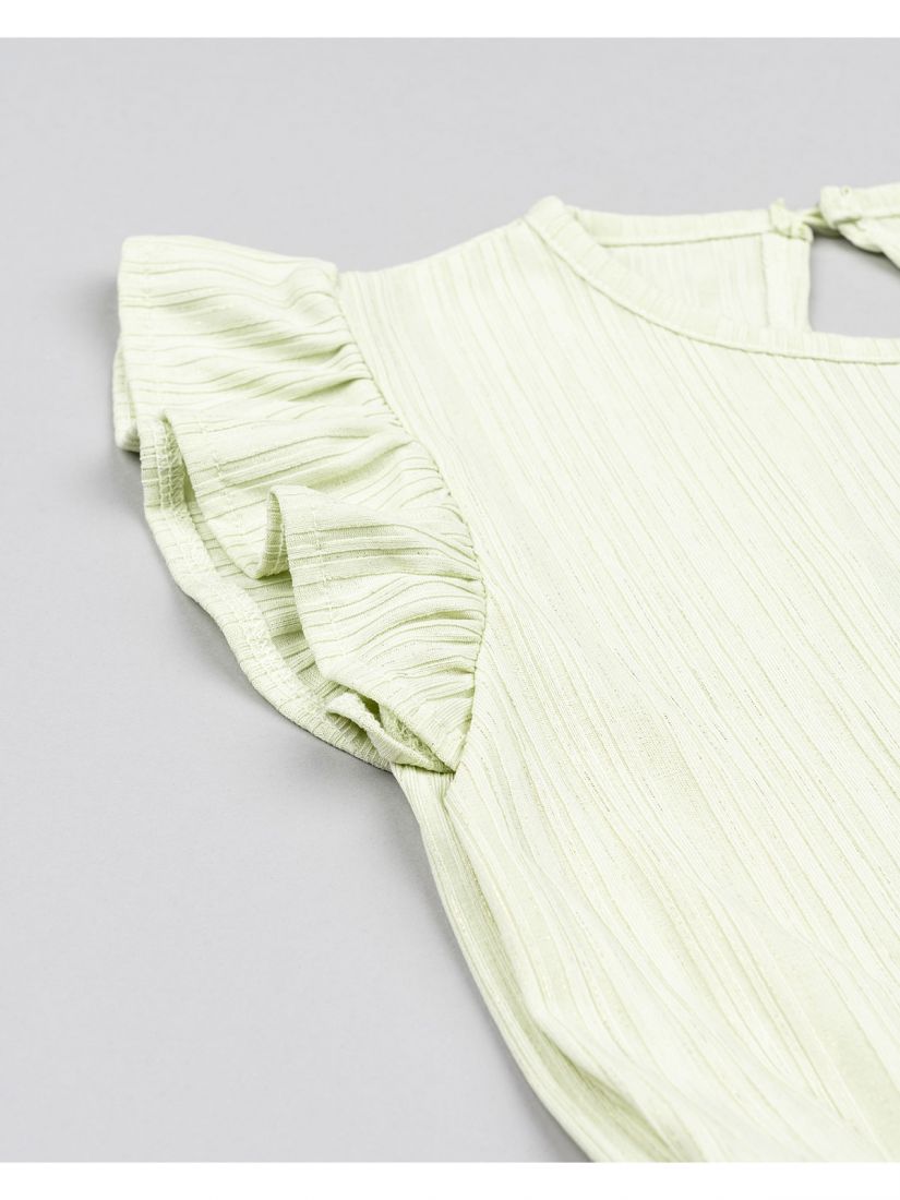 Φόρμα ολόσωμη με ασημοκλωστή και βολάν εξώπλατη μέντα