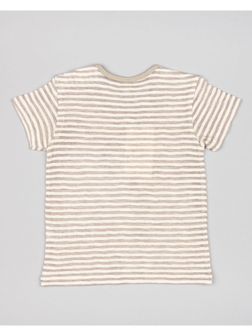 Μπλούζα ριγέ με κουμπάκια και τσέπη και print Summer Vibes μπεζ