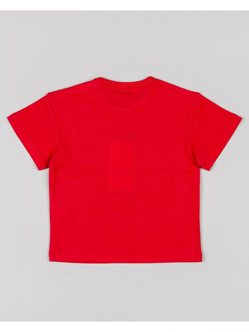 Μπλούζα κοντομάνικη με print surf and sun κόκκινο