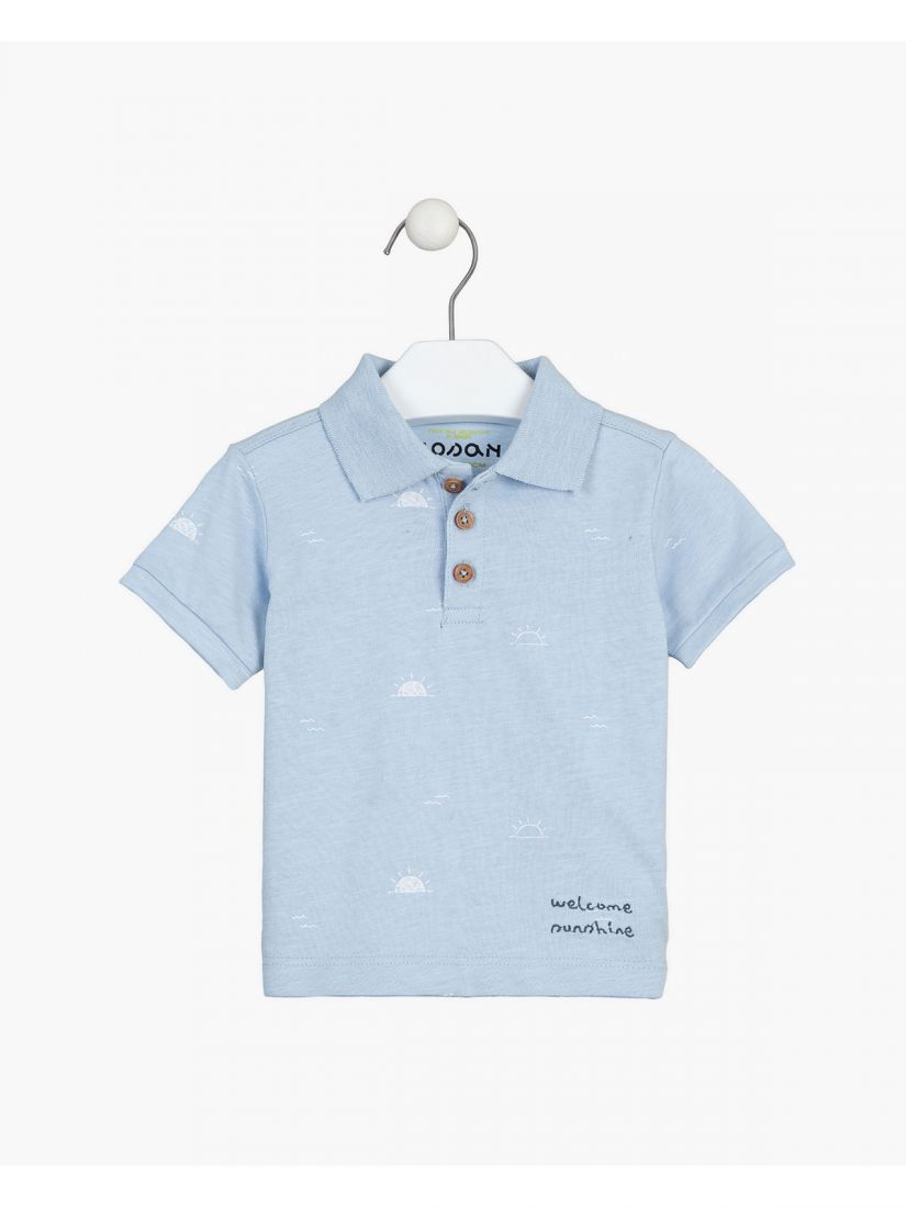 Σετ μπλούζα Polo και κέντημα 'Welcome Sunshine' και παντελόνι με τσέπες μπλε