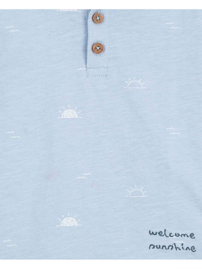 Σετ μπλούζα Polo και κέντημα 'Welcome Sunshine' και παντελόνι με τσέπες μπλε