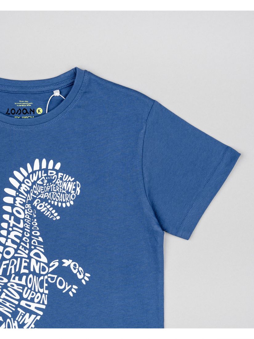 Μπλούζα κοντομάνικη βαμβακερή Losan Kids με διάφορα print μπλε