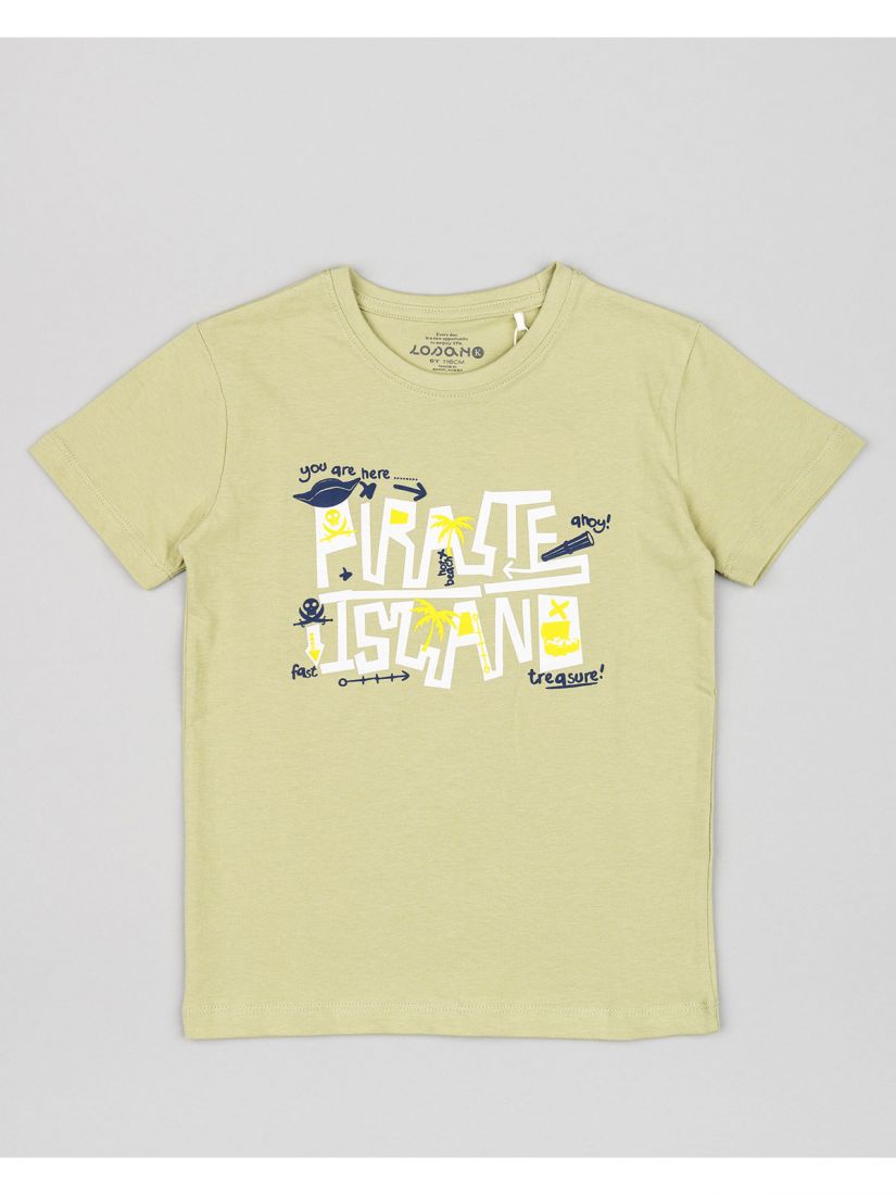 Μπλούζα κοντομάνικη βαμβακερή Losan Kids με διάφορα print χακί