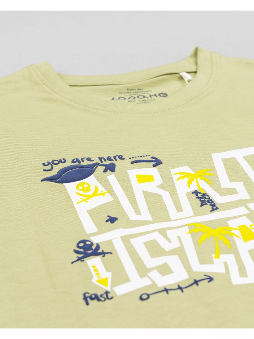 Μπλούζα κοντομάνικη βαμβακερή Losan Kids με διάφορα print χακί