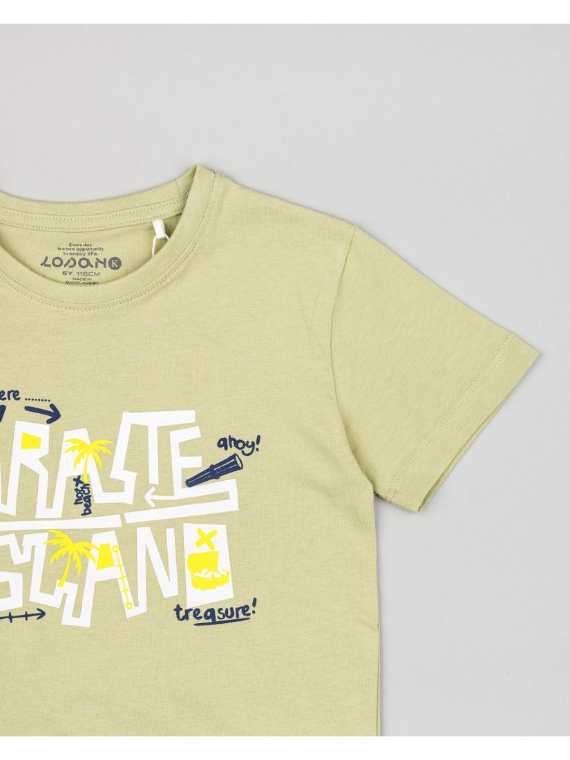 Μπλούζα κοντομάνικη βαμβακερή Losan Kids με διάφορα print χακί