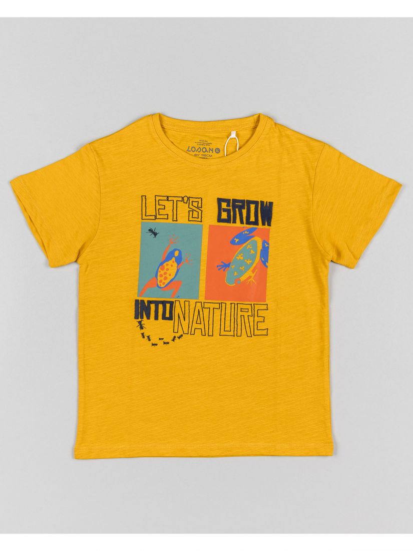 Μπλούζα κοντομάνικη βαμβακερή Losan Kids με διάφορα print λαδί