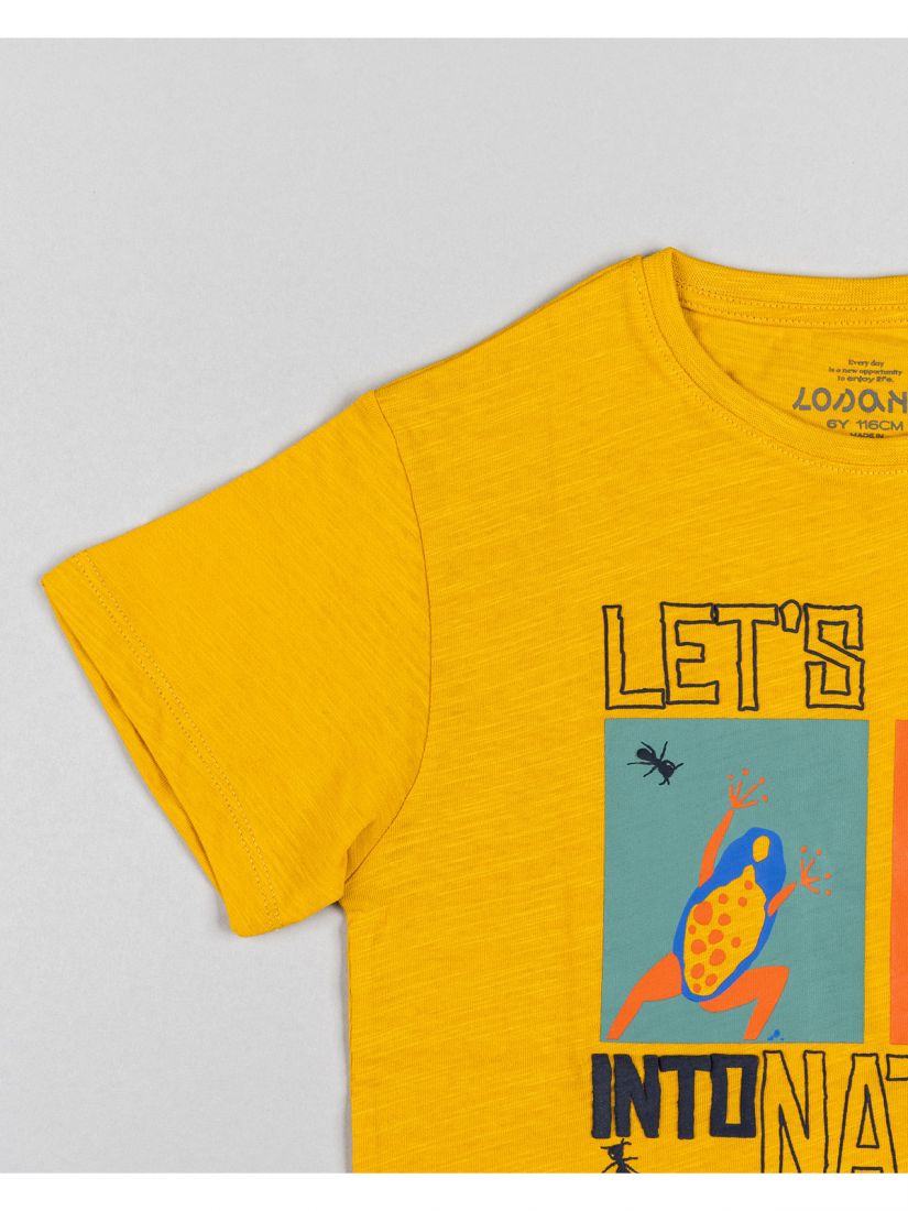 Μπλούζα κοντομάνικη βαμβακερή Losan Kids με διάφορα print λαδί