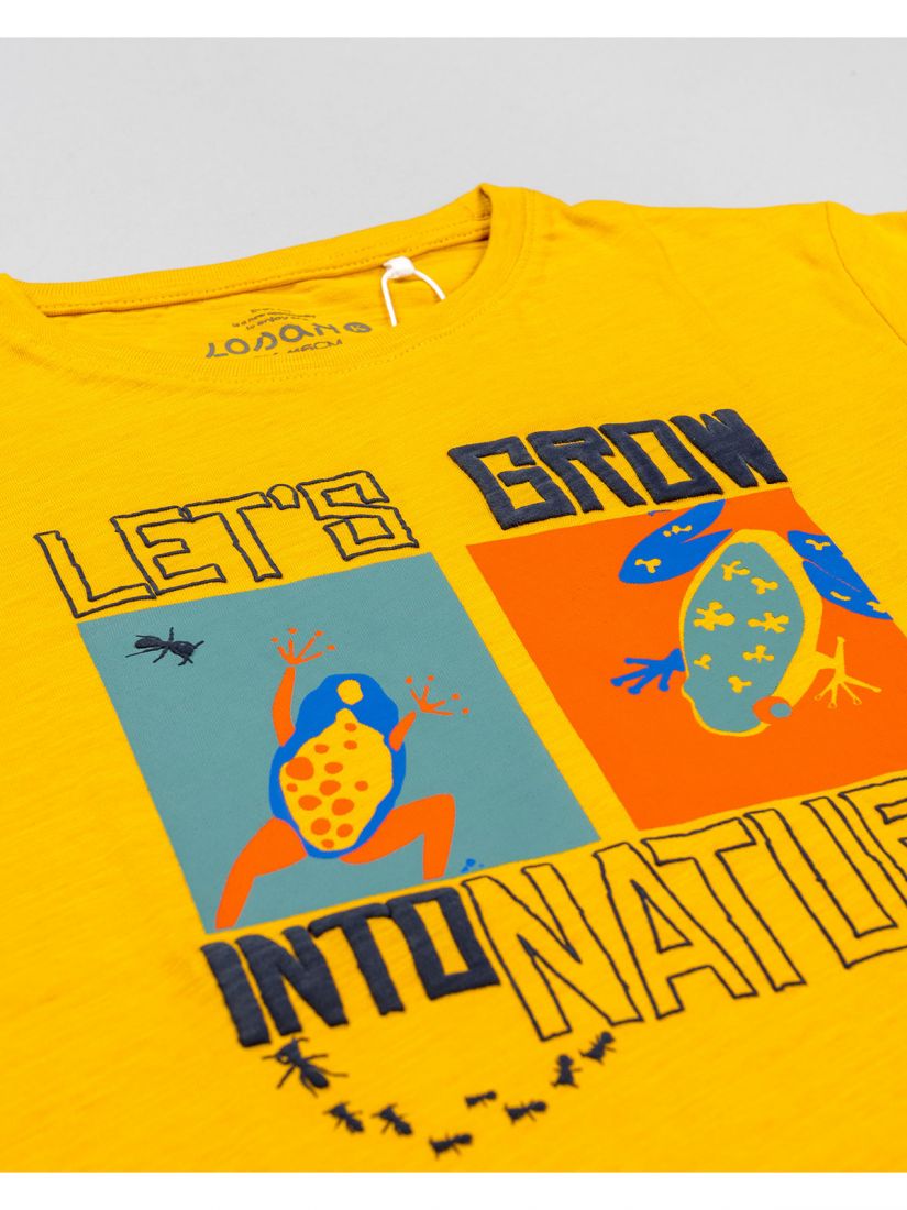 Μπλούζα κοντομάνικη βαμβακερή Losan Kids με διάφορα print λαδί