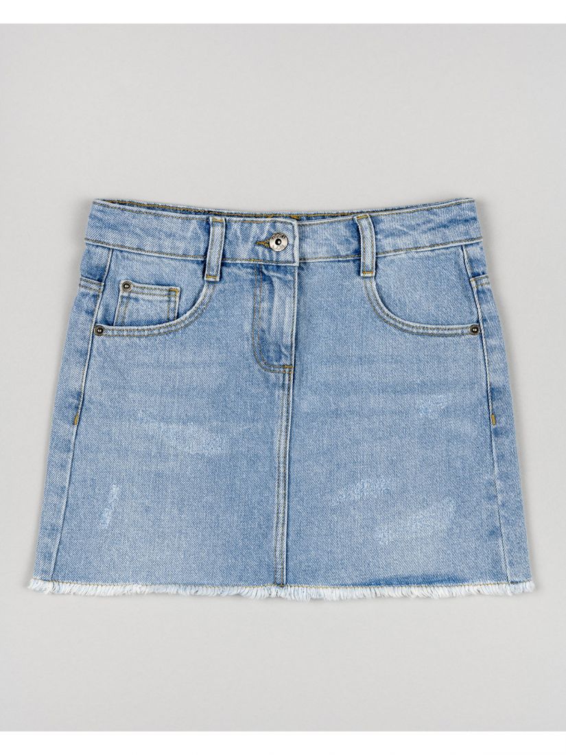Φούστα τζιν με ξέφτια και τσέπες γαλάζιο