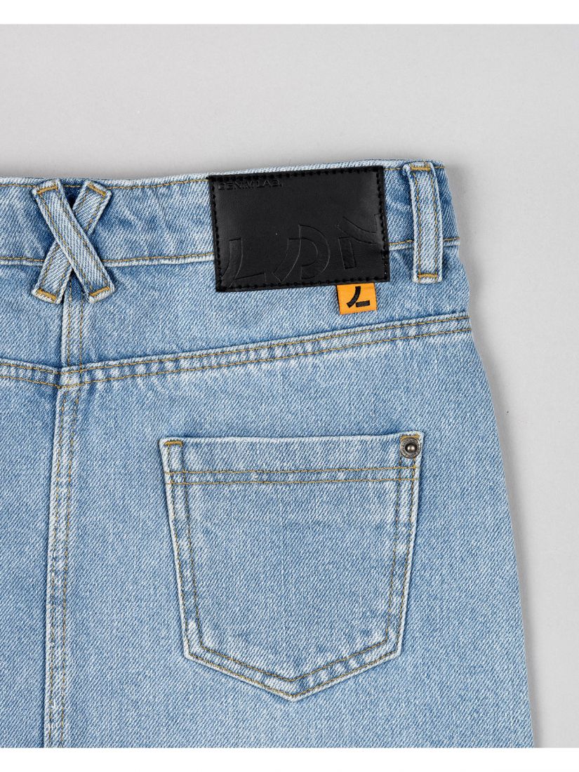 Φούστα τζιν με ξέφτια και τσέπες γαλάζιο