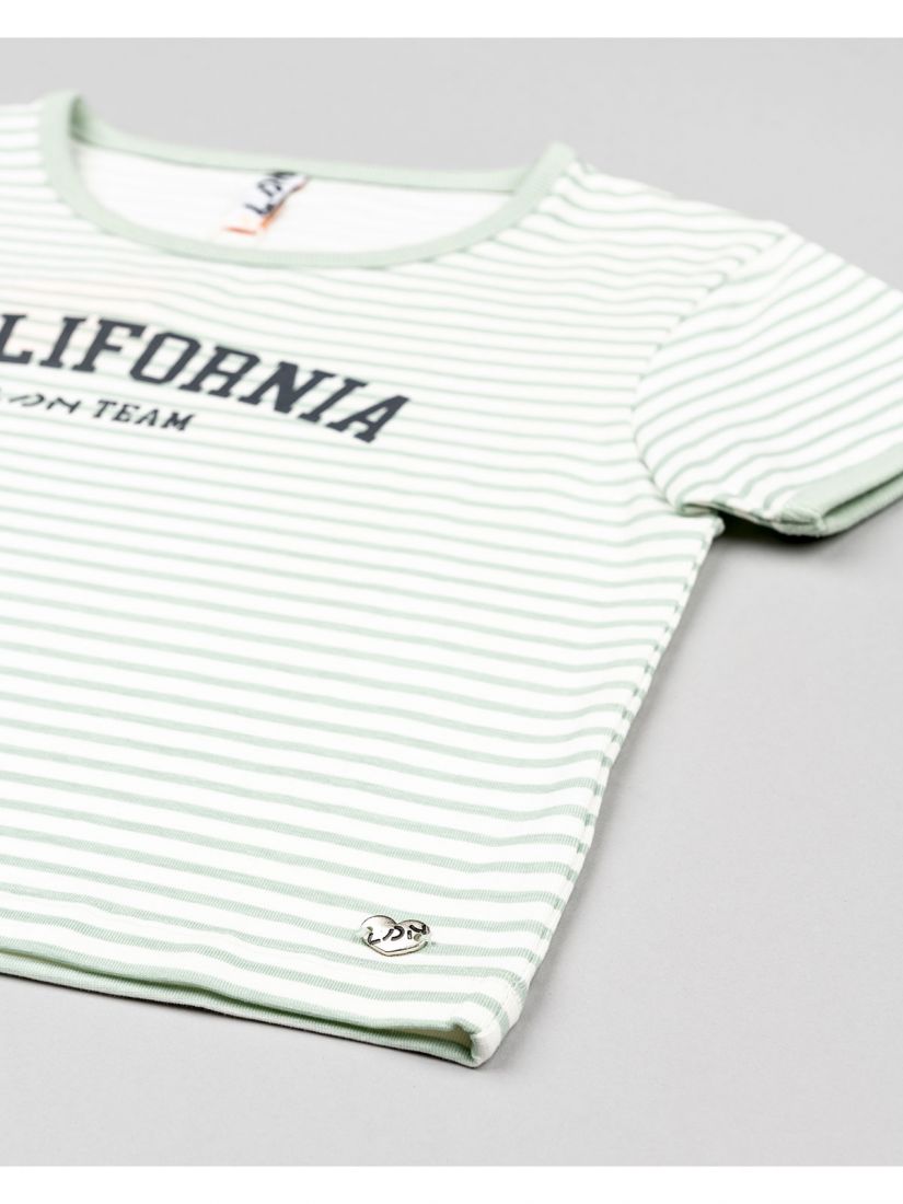 Μπλούζα κοντομάνικη κροπ βαμβακερή με διάφορα print μπεζ