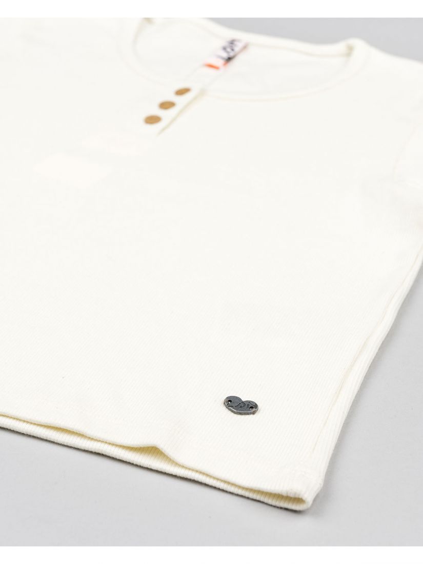 Μπλούζα κοντομάνικη κροπ βαμβακερή με διάφορα print εκρού