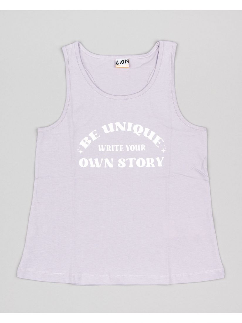 Μπλούζα αμάνικη βαμβακερή με διάφορα print λιλά