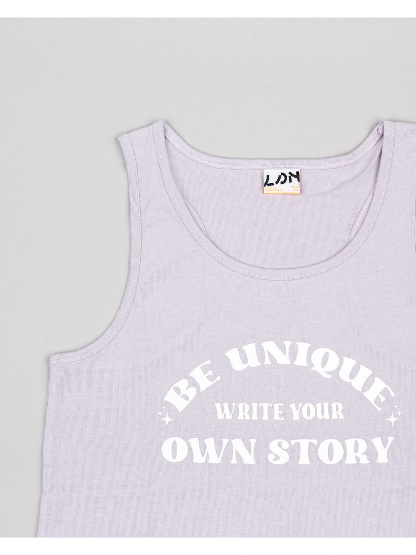 Μπλούζα αμάνικη βαμβακερή με διάφορα print λιλά