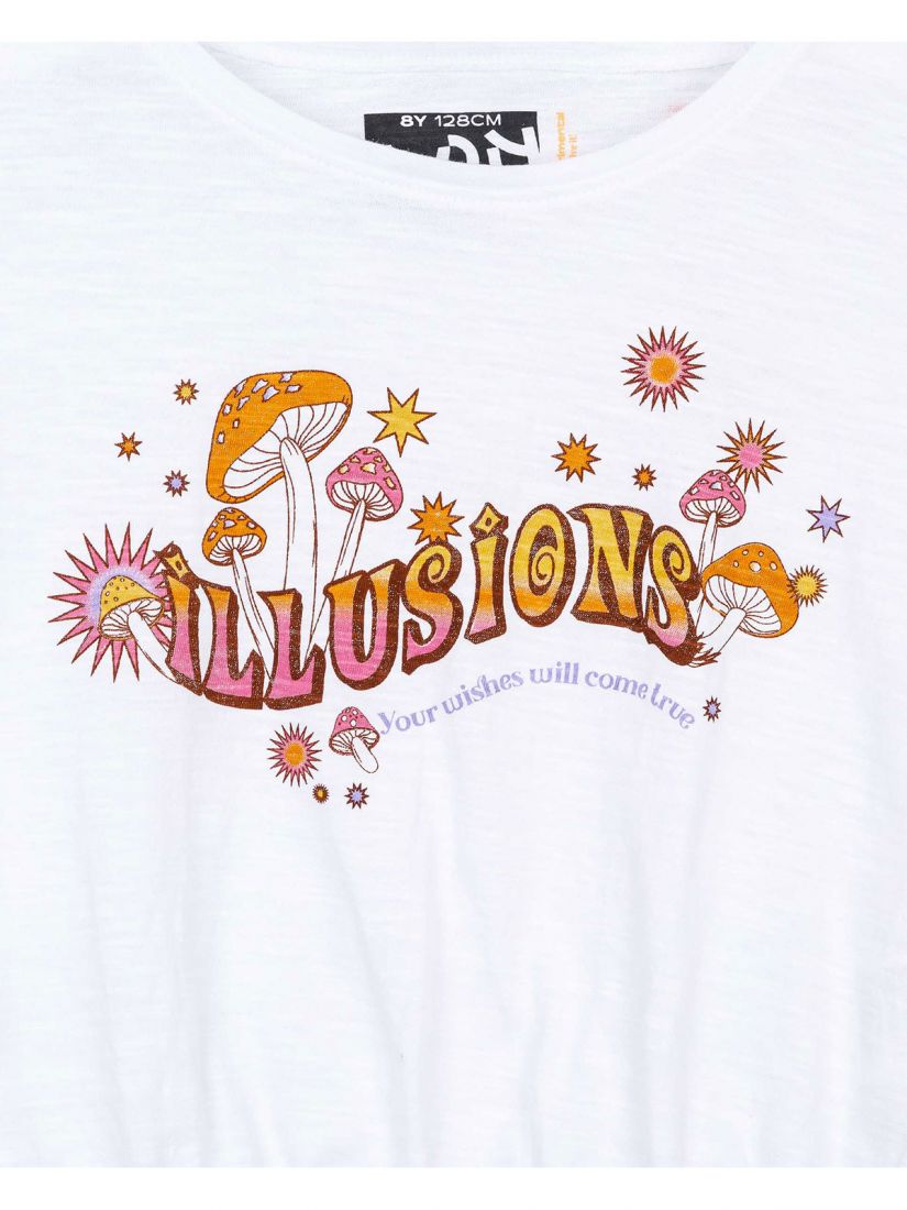 Μπλούζα κοντομάνικη με διάφορα print βαμβακερή κίτρινο