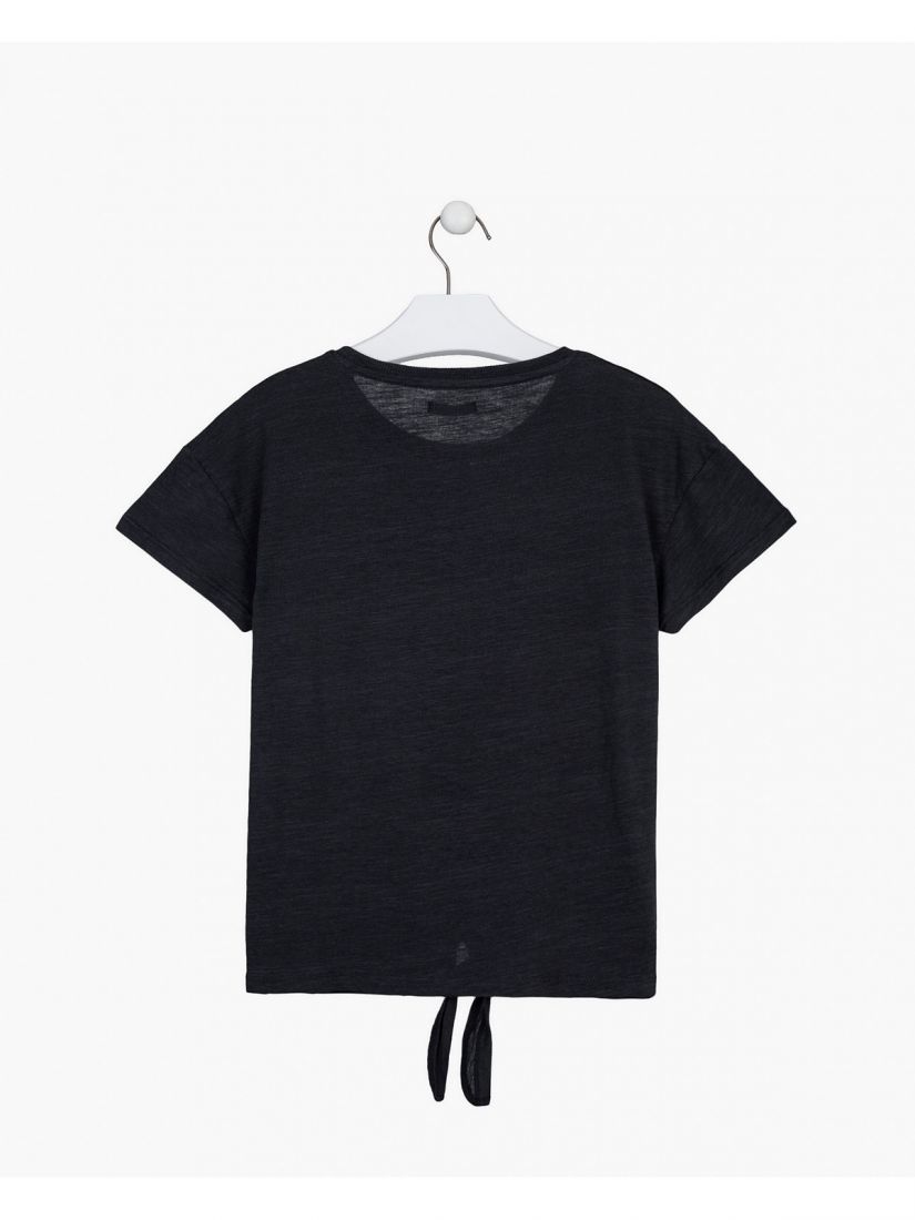 Μπλούζα κοντομάνικη με διάφορα print βαμβακερή μουσταρδί