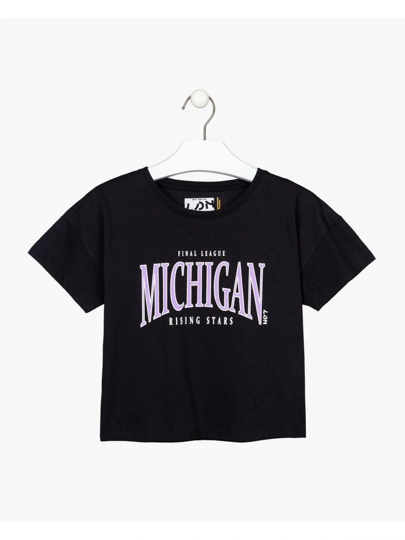 Μπλούζα κοντομάνικη με διάφορα print βαμβακερή λιλά