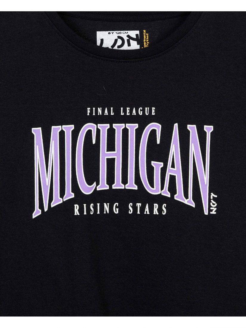 Μπλούζα κοντομάνικη με διάφορα print βαμβακερή λιλά