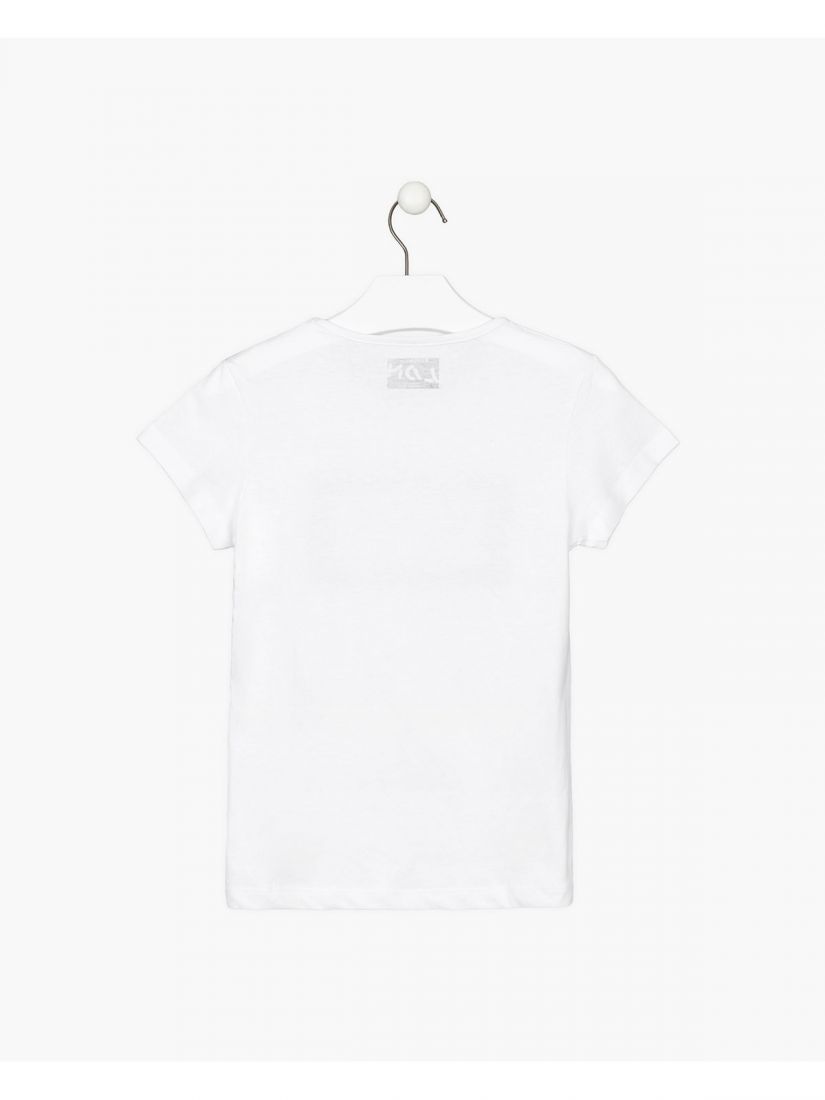 Μπλούζα κοντομάνικη με διάφορα print βαμβακερή ασημί