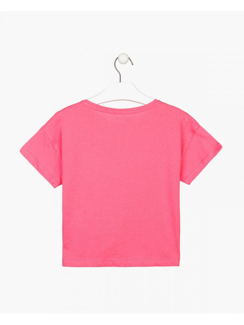 Μπλούζα κοντομάνικη με διάφορα print βαμβακερή ροζ