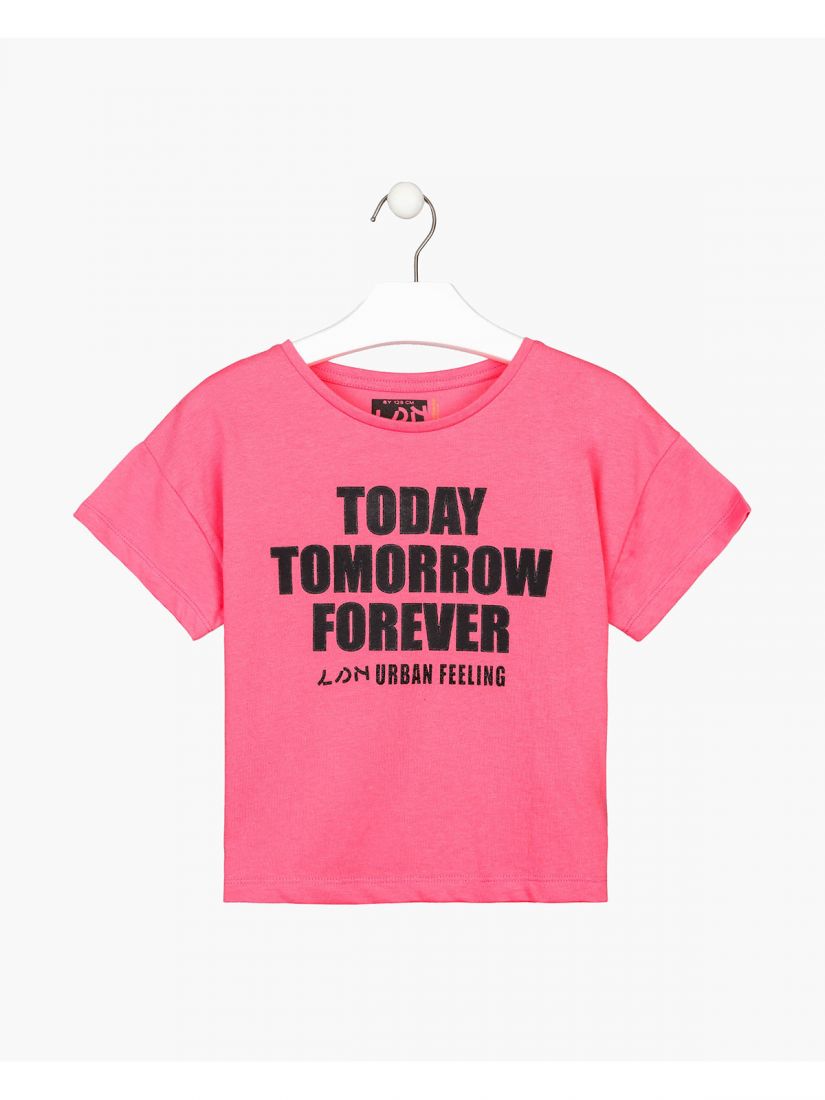 Μπλούζα κοντομάνικη με διάφορα print βαμβακερή ροζ