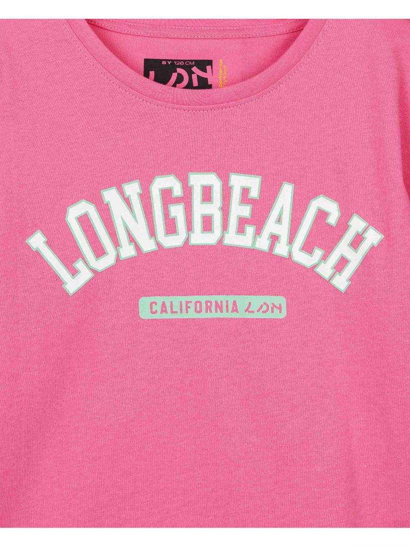 Μπλούζα κοντομάνικη με διάφορα print βαμβακερή φούξια