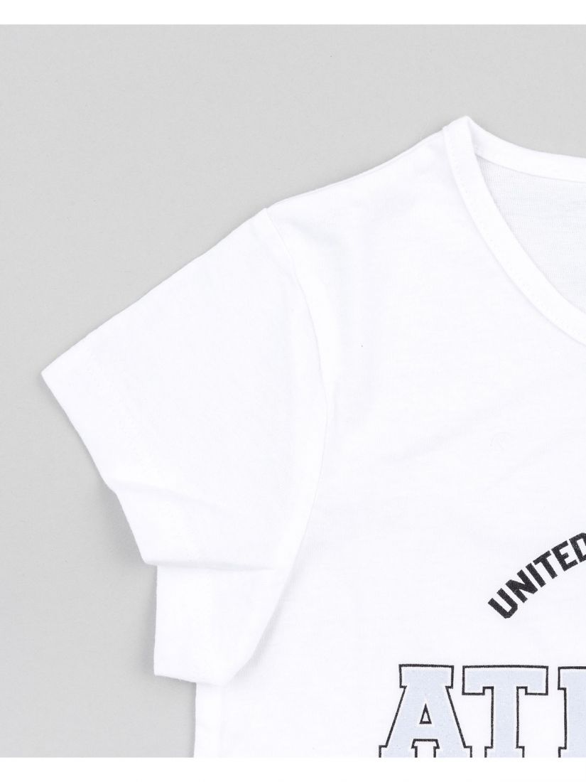 Μπλούζα κοντομάνικη με διάφορα print βαμβακερή γαλάζιο