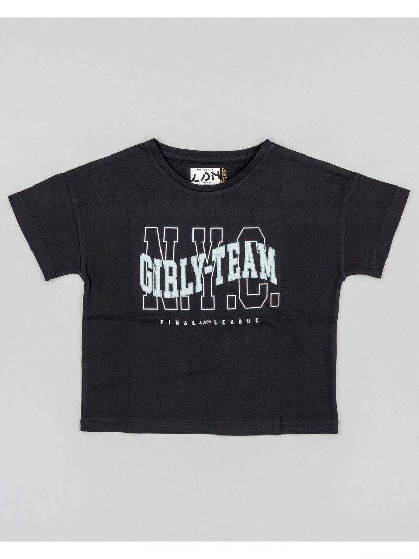 Μπλούζα κοντομάνικη με διάφορα print βαμβακερή μέντα