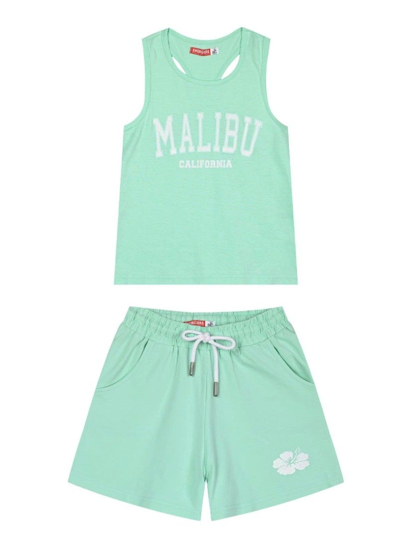 Σετ αμάνικη μπλούζα και βερμούδα MALIBU βεραμάν