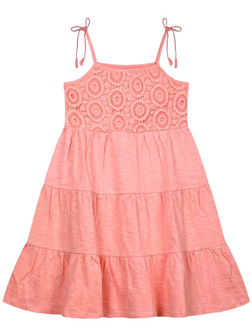 Φόρεμα αμάνικο με κεντημένες λεπτομέρειες ροζ