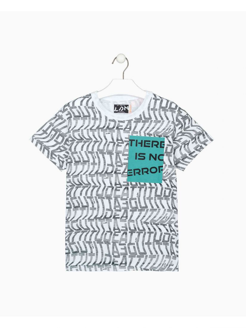 Μπλούζα κοντομάνικη βαμβακερή Losan Try με διάφορα print πετρόλ