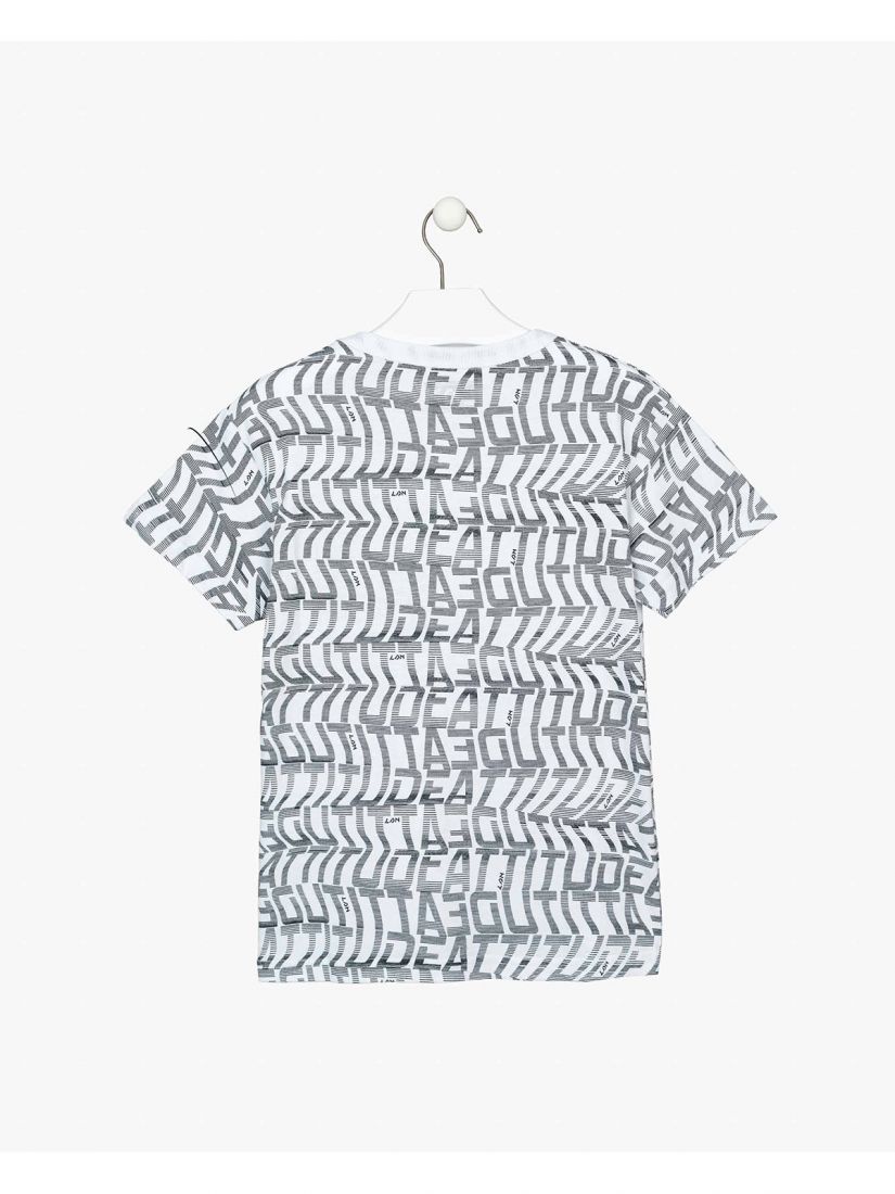 Μπλούζα κοντομάνικη βαμβακερή Losan Try με διάφορα print πετρόλ