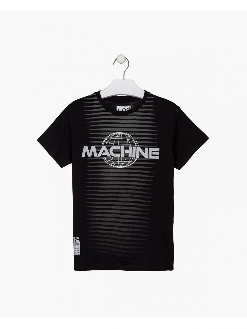 Μπλούζα κοντομάνικη βαμβακερή Losan Try με διάφορα print μαύρο