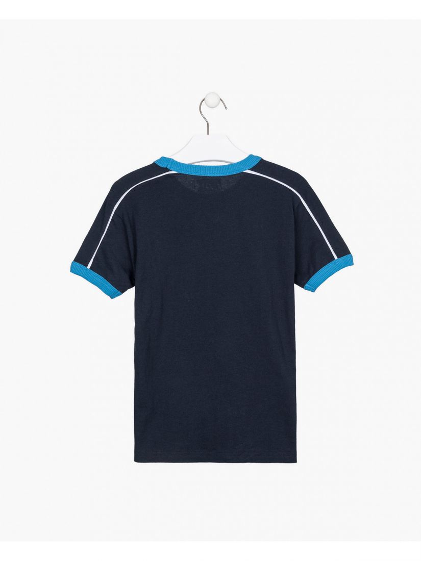 Μπλούζα κοντομάνικη βαμβακερή Losan Try με διάφορα print μπλε ρουά